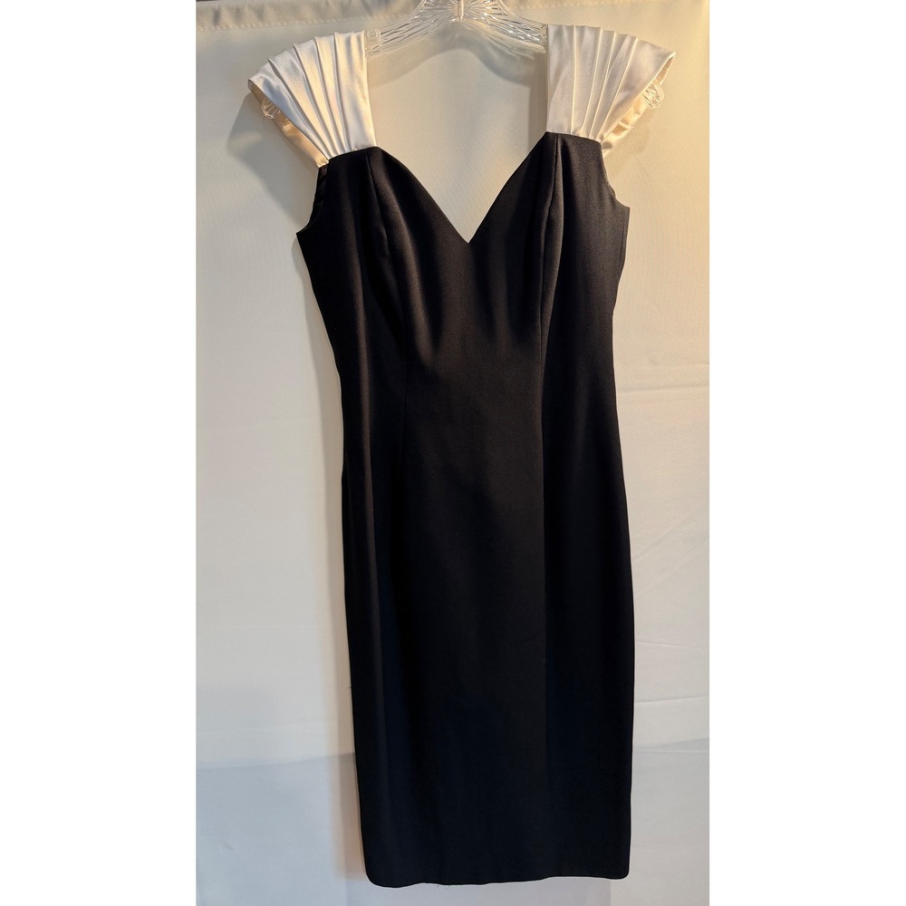 Morton Myles for The Warrens Vintage Black White Pleated Cocktail Dress Size 4